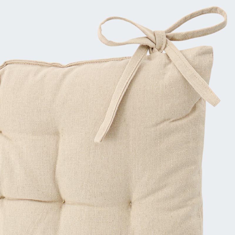 Coussin De Sol 50x50 Cm Avec Poignée - Housse 100% Coton, Garnissage Coton Recyclé - Beige Naturel